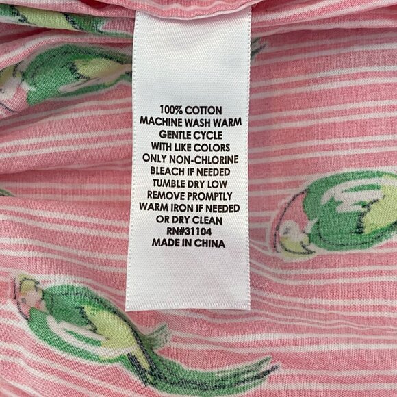 Crown & Ivy ruffle pink green blouse Womens Small parrots feminine resort beachy - Picture 7 of 7